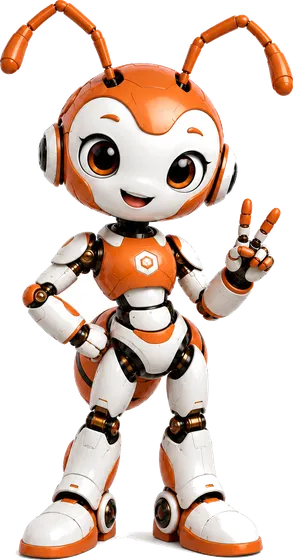 Antly ant robot flashing a peace sign